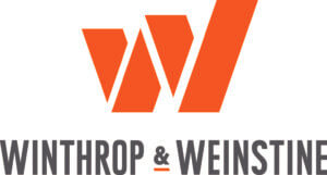 stylized orange W above black sans serif text reading WINTHROP & WEINSTINE logo